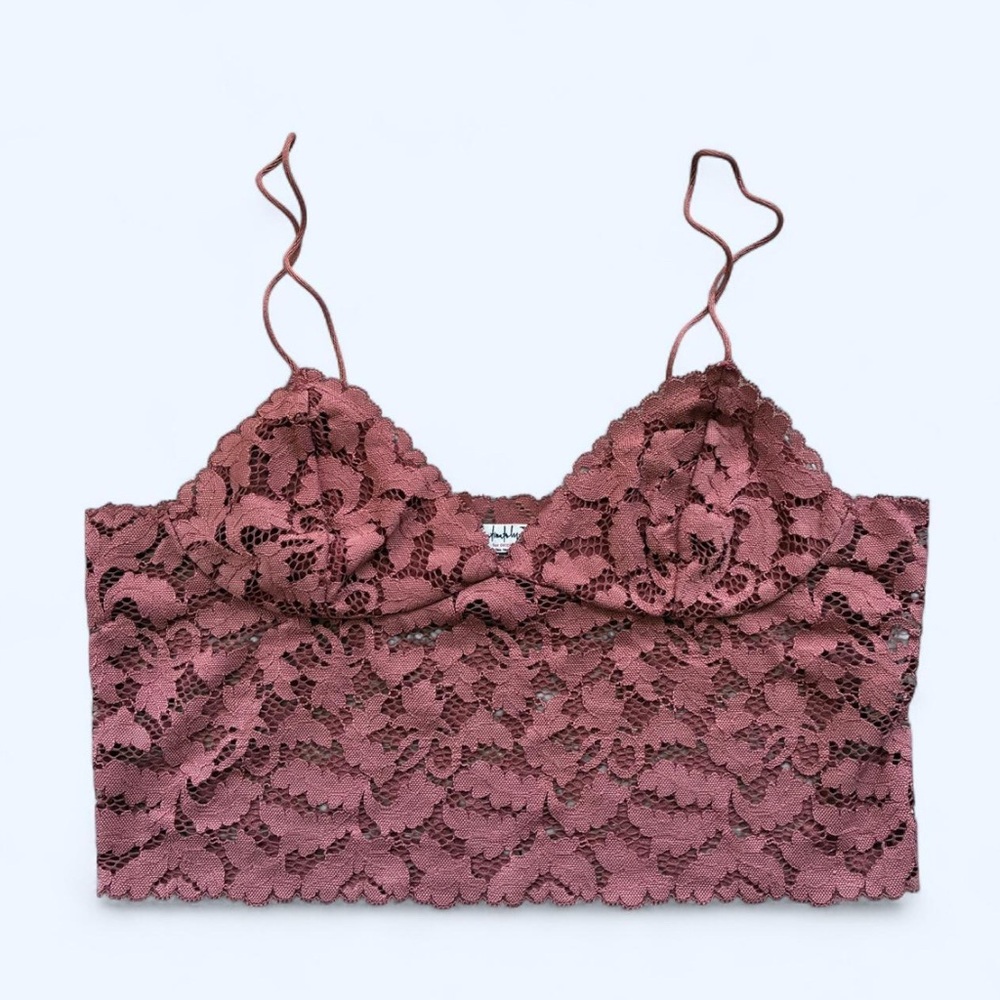 FREE PEOPLE lace longline bralette dusty rose pink size XS
